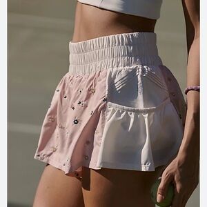 Free People FP Movement Get Your Flirt On Shorts - Pink/Cream Size M
